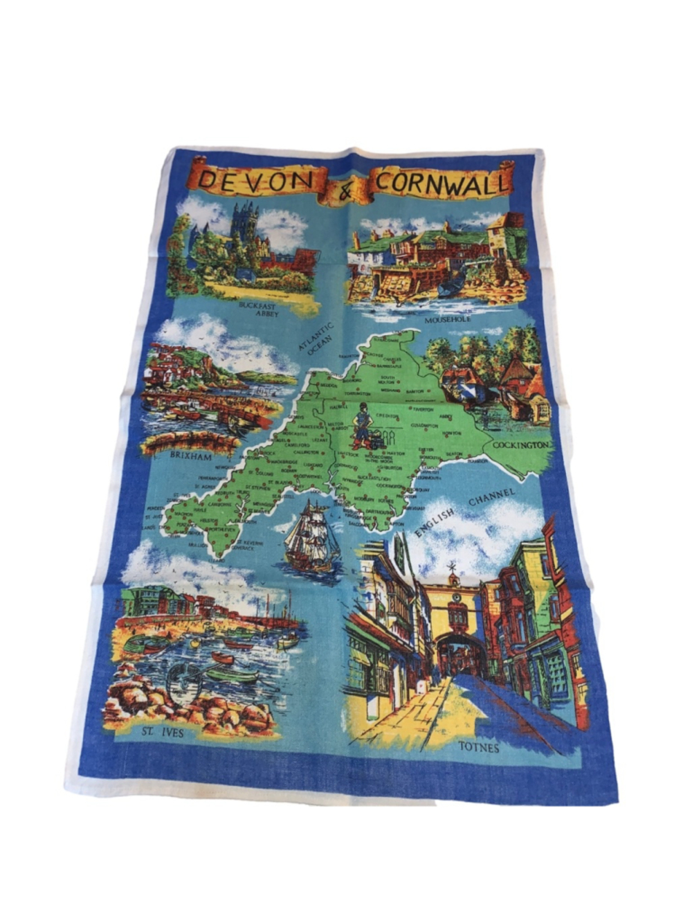 Devon & Cornwall collectible souvenir Tea Towel